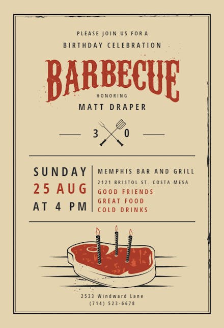 Bbq Party Invitation Template Collection